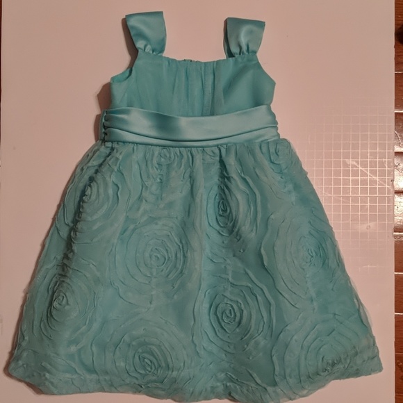 Other - Turquoise Girl's Dress Size 3T Tulle Flowers Satin